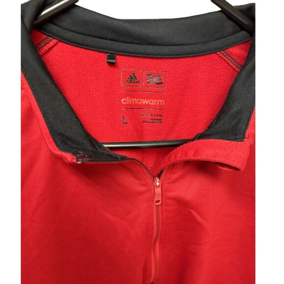 ADIDAS Long-Sleeve Shirt Men's Size Large Red 1/4-Zip ClimaWarm - Picture 2 of 4